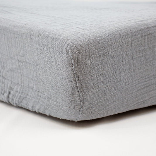 Drap-housse 60x120 cm en Gaze de Coton Gris - BB Malin
