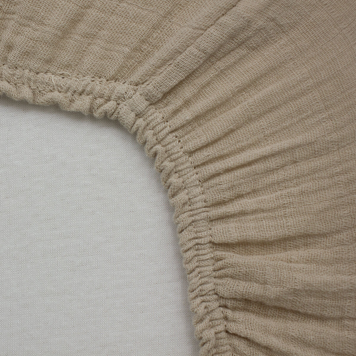 Drap-housse 60x120 cm en Gaze de Coton Taupe - BB Malin