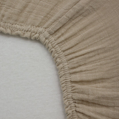 Drap-housse 60x120 cm en Gaze de Coton Taupe - BB Malin