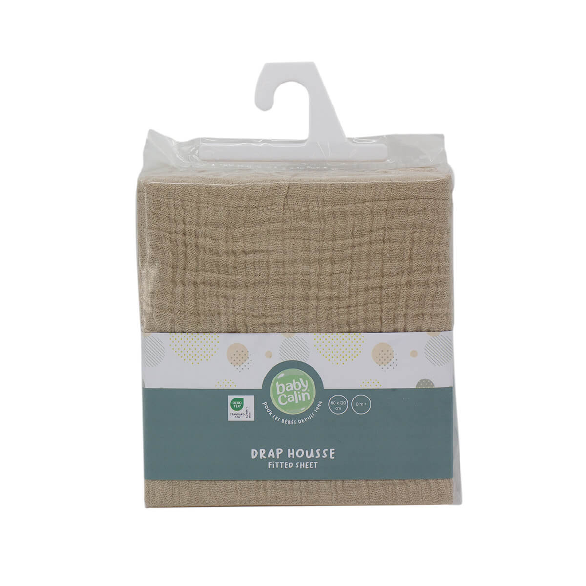 Drap-housse 60x120 cm en Gaze de Coton Taupe - BB Malin