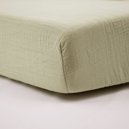 Drap-housse 60x120 cm en Gaze de Coton Vert Mousse - BB Malin