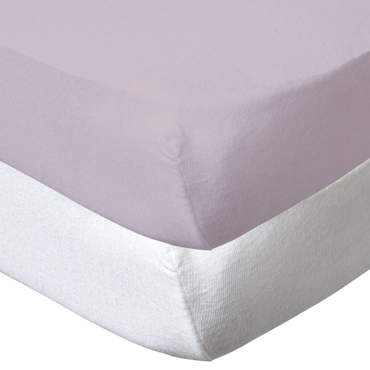 Drap-housse 60x120 cm x2 pcs en Coton Blanc / Lilas - BB Malin