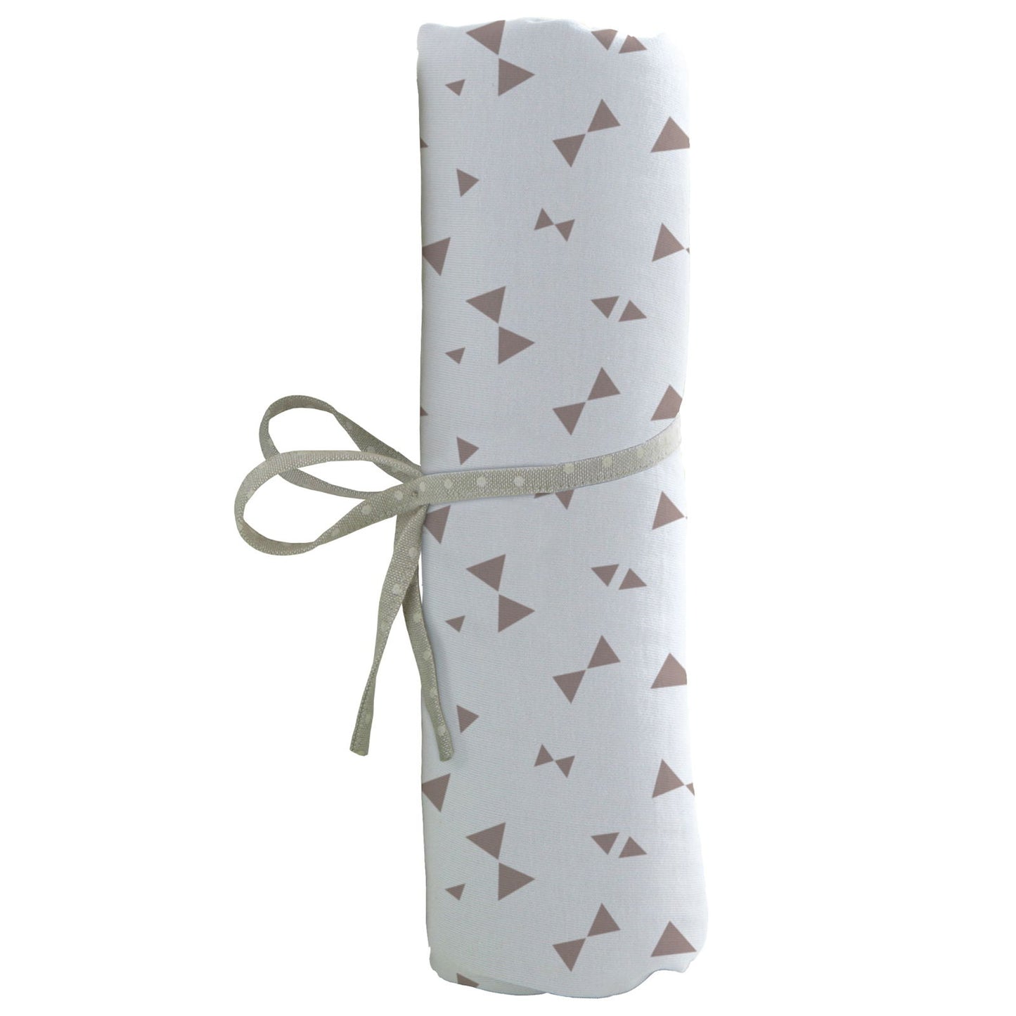 Drap housse en coton 60x120 cm - Imprimé nœuds taupe - 