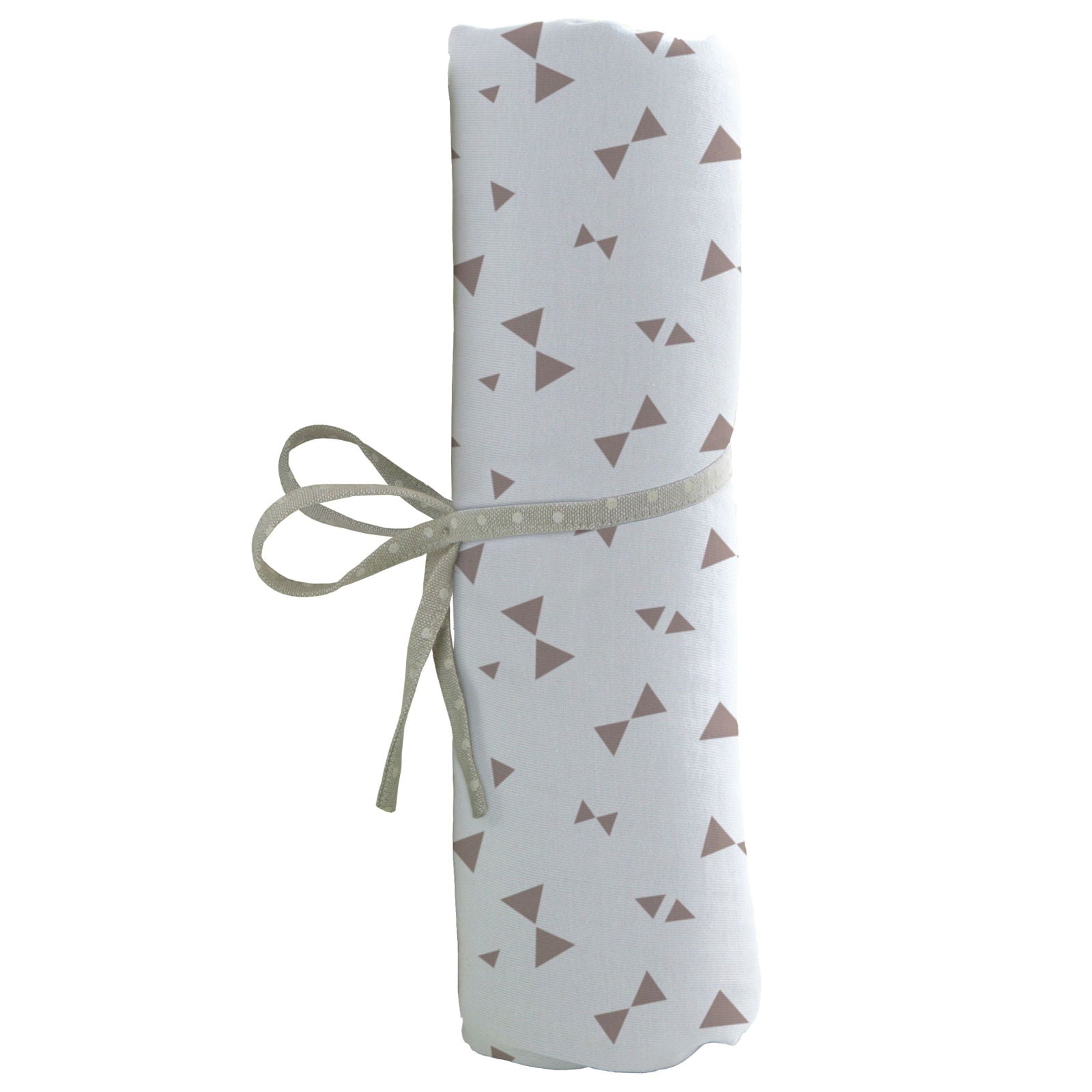 Drap housse en coton 60x120 cm - Imprimé nœuds taupe - 