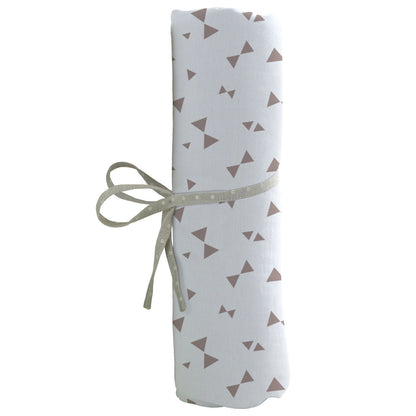 Drap housse en coton 60x120 cm - Imprimé nœuds taupe - 