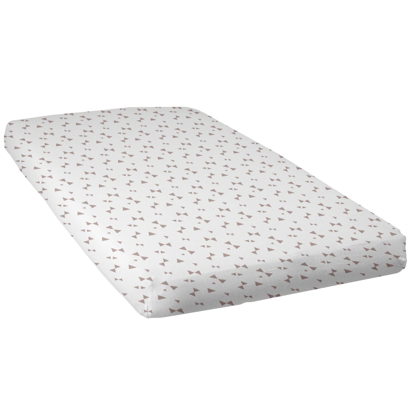 Drap housse en coton 60x120 cm - Imprimé nœuds taupe - 
