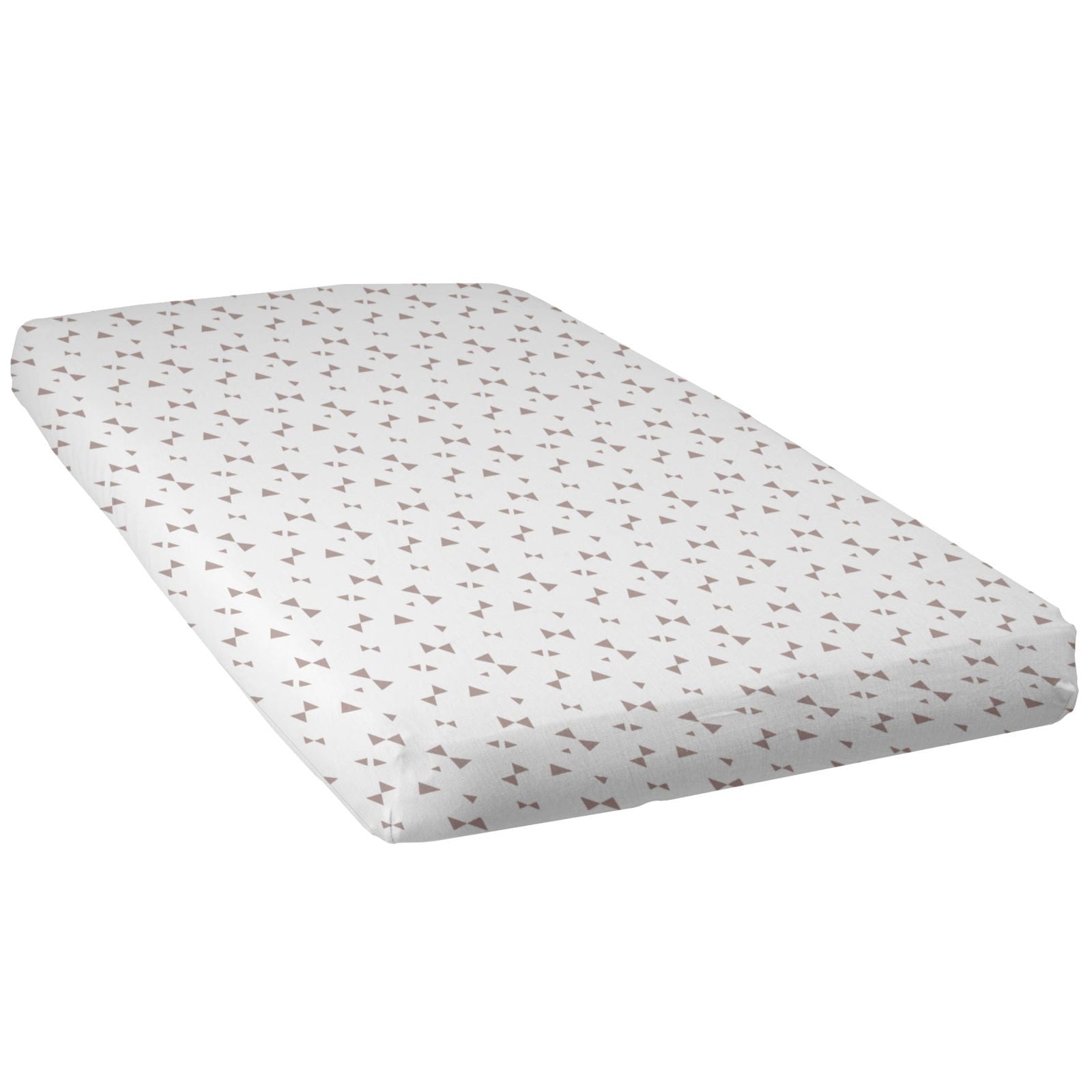 Drap housse en coton 60x120 cm - Imprimé nœuds taupe - 