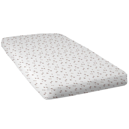 Drap housse en coton 60x120 cm - Imprimé nœuds taupe - 
