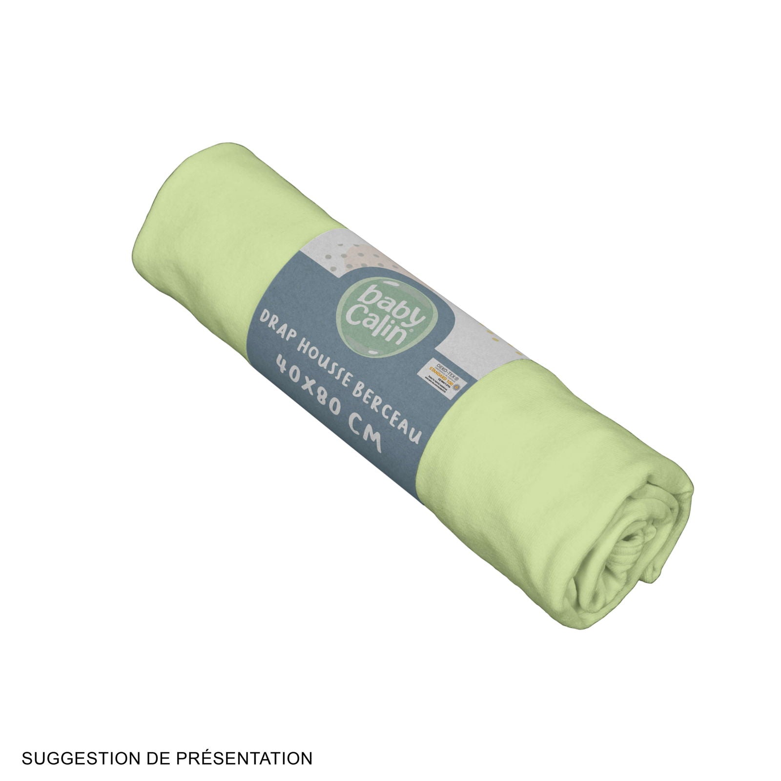 Drap housse uni 40x80 cm en coton épais Vert anis - Babycalin