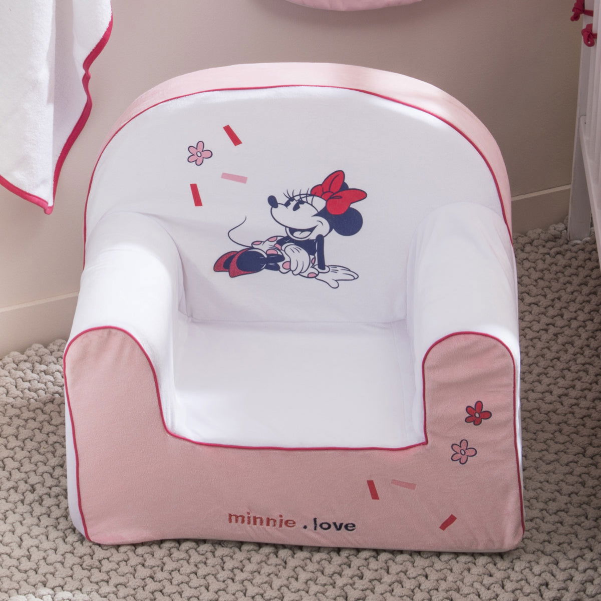 Fauteuil enfant droit en velours Minnie Confettis - 12 mois - 