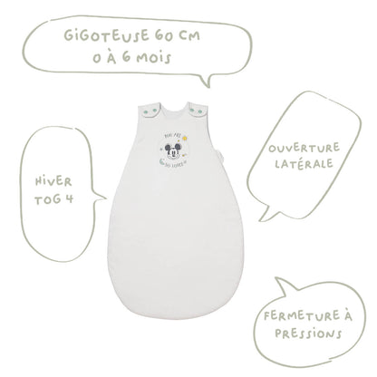 Gigoteuse hiver 0-6 mois 65 cm en Coton Mickey Good Morning - BB Malin