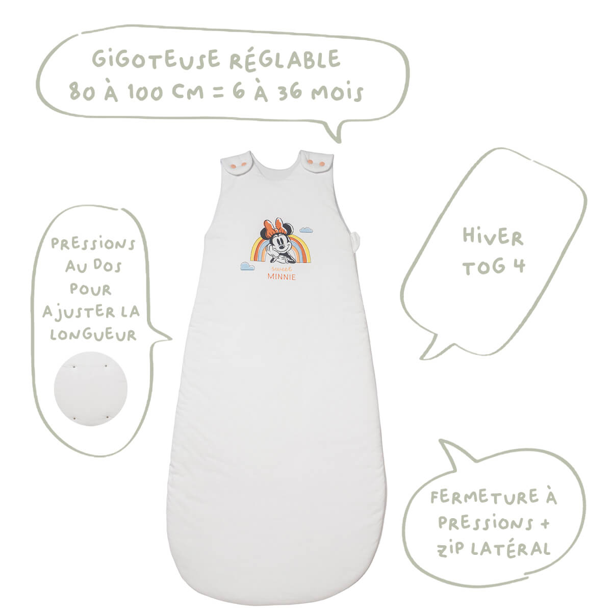 Gigoteuse hiver 6-36 mois 100 cm en Coton Minnie Good Morning - BB Malin