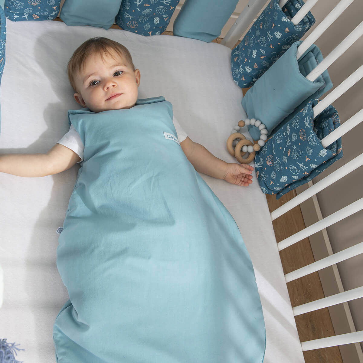 Gigoteuse naissance hiver en popeline 65 cm - Seaside Romance uni bleu - BB Malin