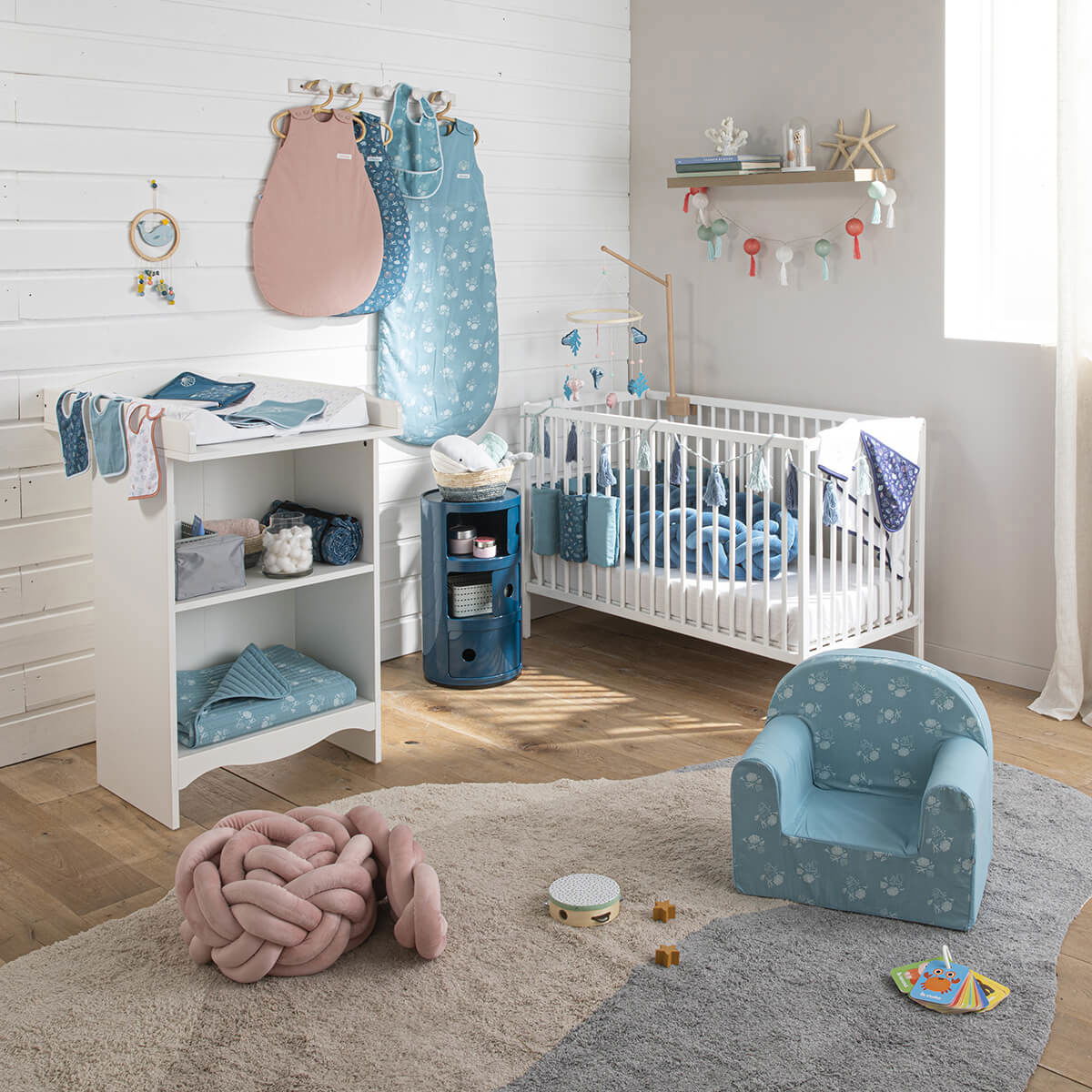 Gigoteuse naissance hiver en popeline 65 cm - Seaside Romance uni rose - BB Malin