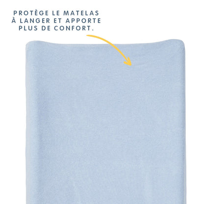 Housse de matelas à langer en éponge 50x70 cm Bleu - 