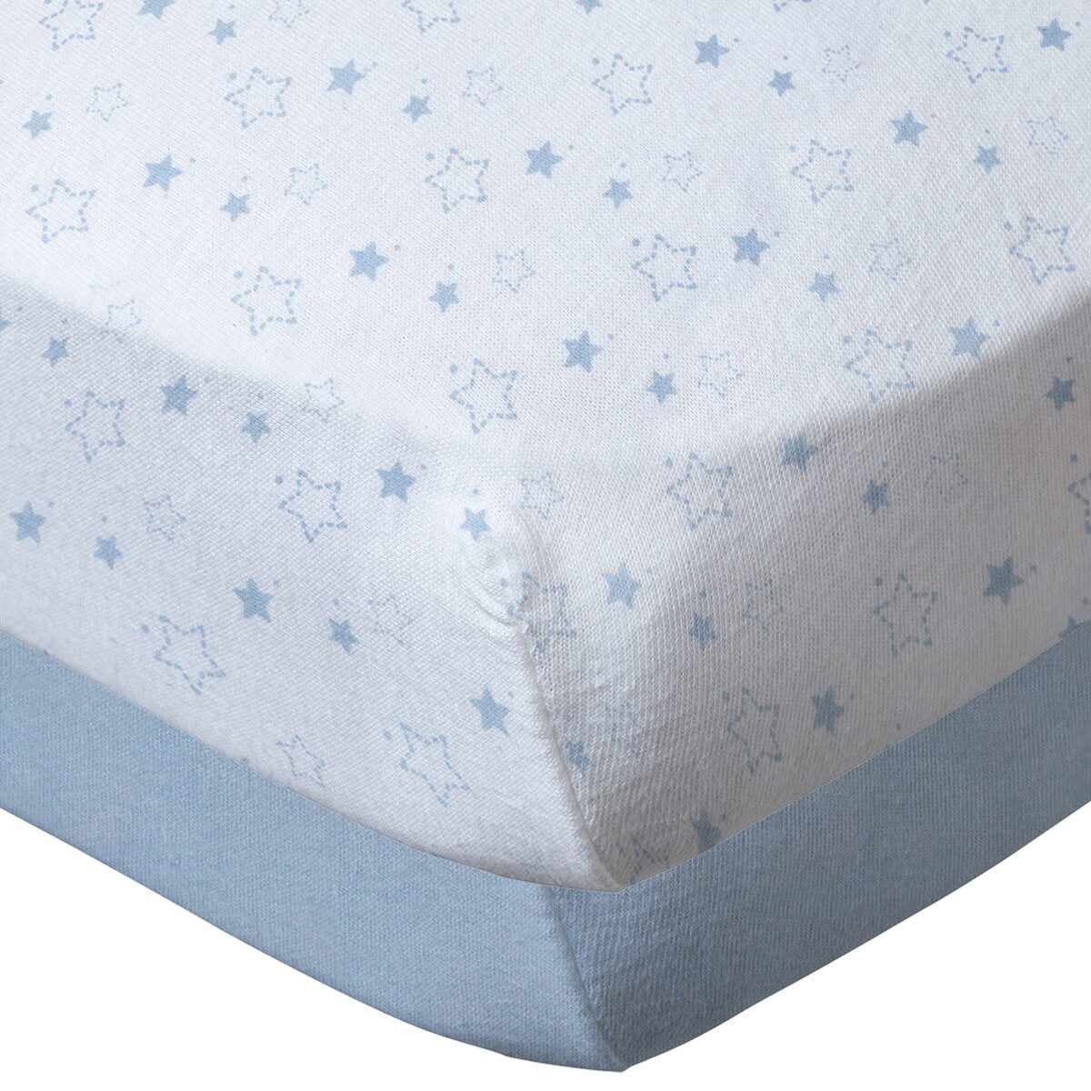 Lot de 2 draps housse en coton 60x120 cm Bleu ciel/Imprimé étoiles - Babycalin