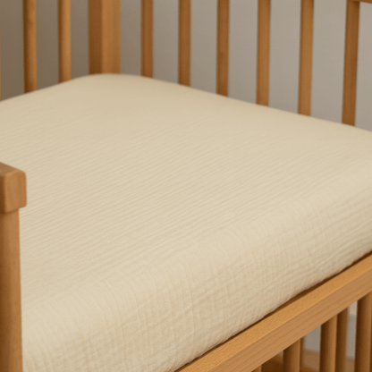 Drap housse 60x120 cm Vanille Double Gaze de coton