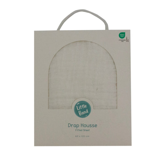 Drap housse 60x120 cm Vanille Double Gaze de coton