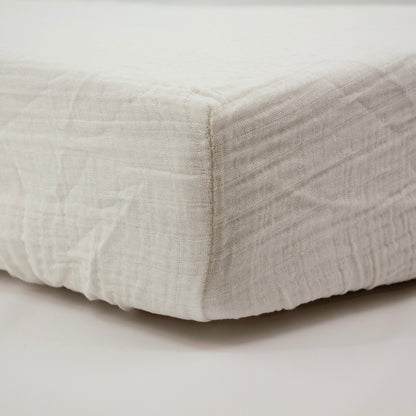 Drap housse 60x120 cm Vanille Double Gaze de coton