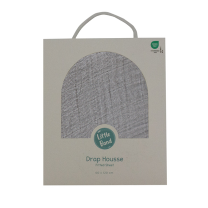 Drap housse 70x140 cm Gris Perle Double Gaze de coton