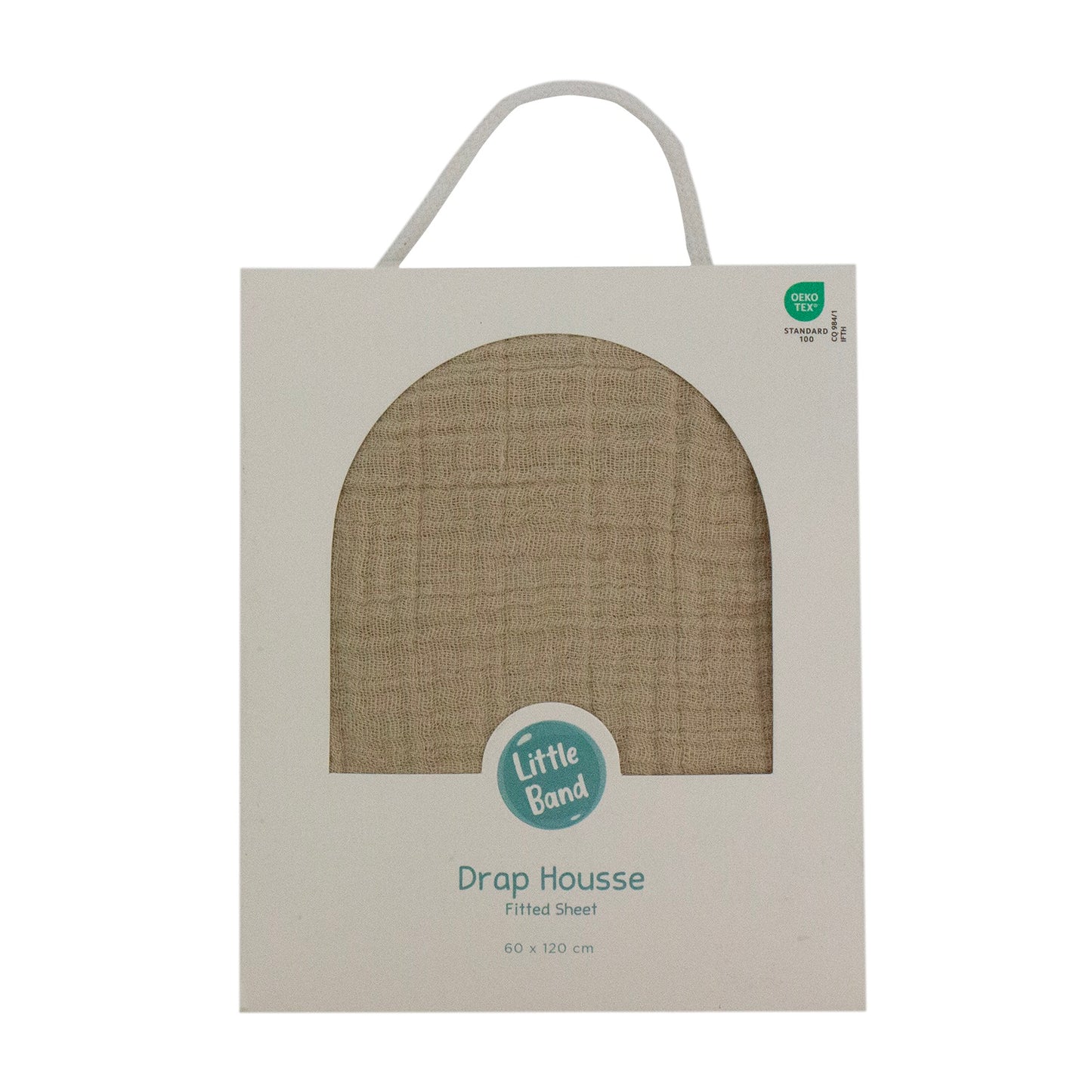 Drap housse 60x120 cm Moka Double Gaze de coton