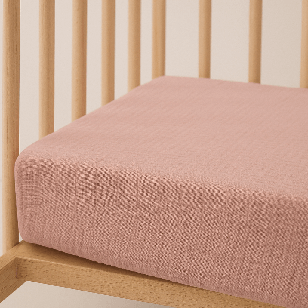 Drap housse 60x120 cm Pivoine Double Gaze de coton