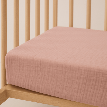 Drap housse 60x120 cm Pivoine Double Gaze de coton