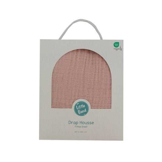 Drap housse 60x120 cm Pivoine Double Gaze de coton