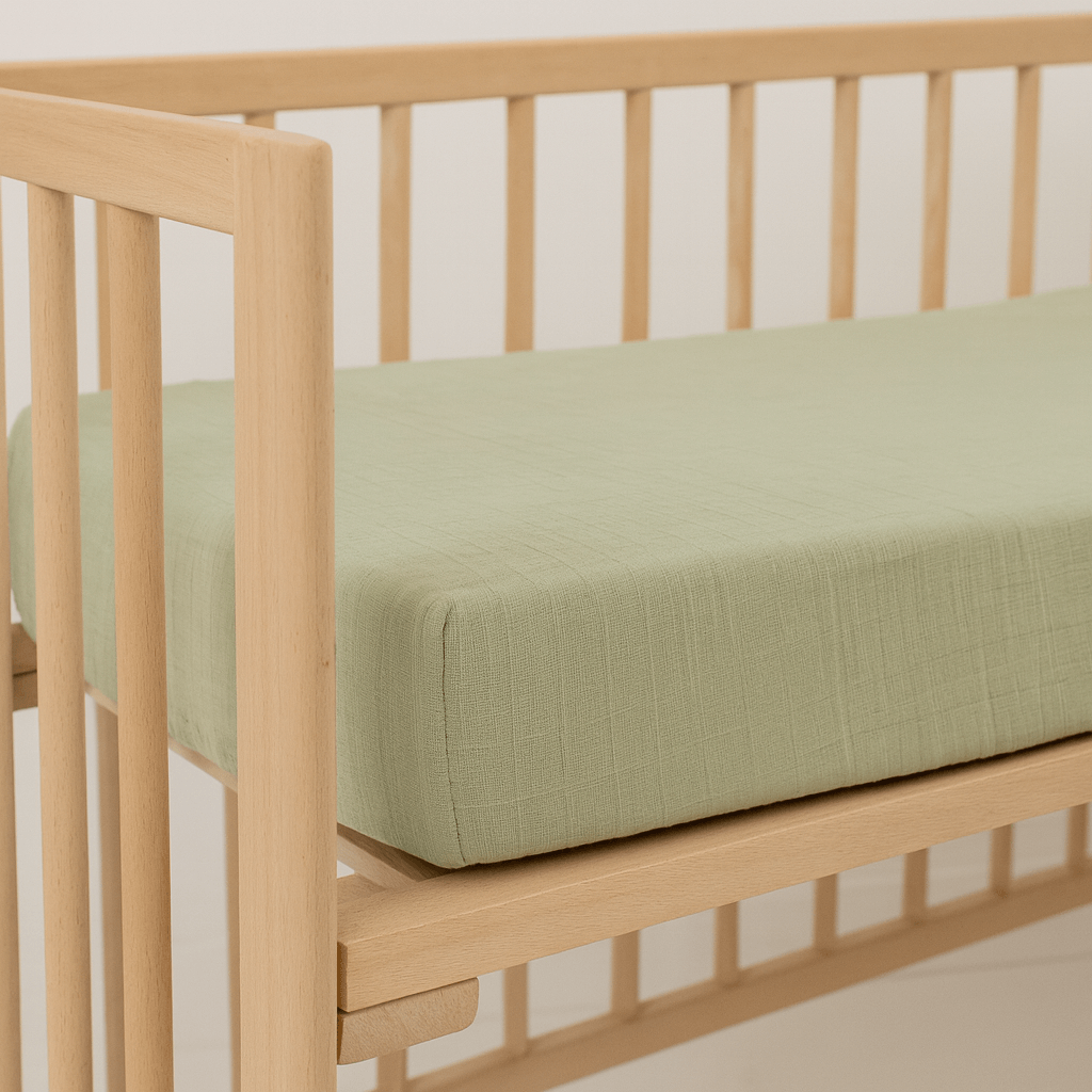 Drap housse 60x120 cm Tilleul Double Gaze de coton