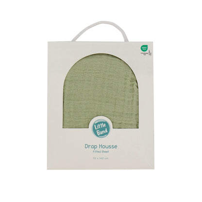 Drap housse 60x120 cm Tilleul Double Gaze de coton