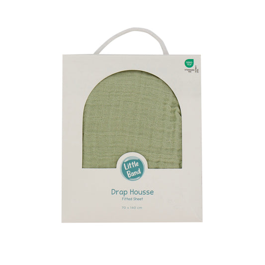 Drap housse 60x120 cm Tilleul Double Gaze de coton