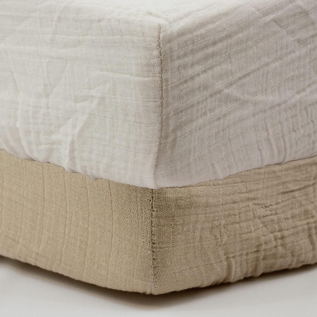 Drap-housse 70x140 cm x2 pcs en Gaze de Coton Écru/Taupe