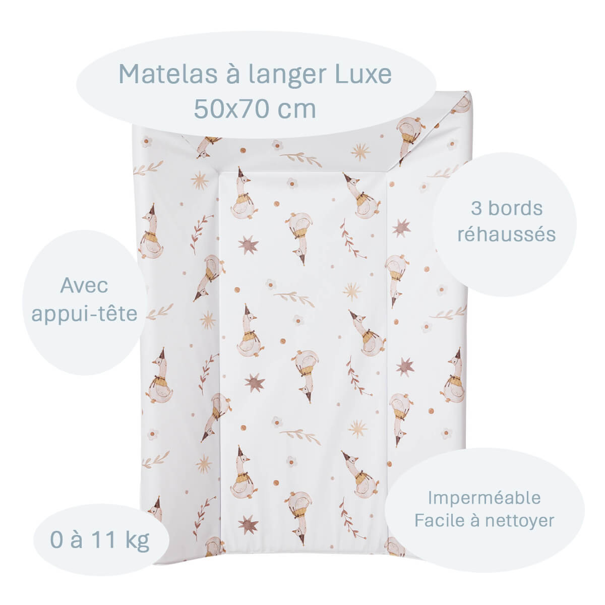 Matelas à langer 50x70 cm Luxe en PVC Oies