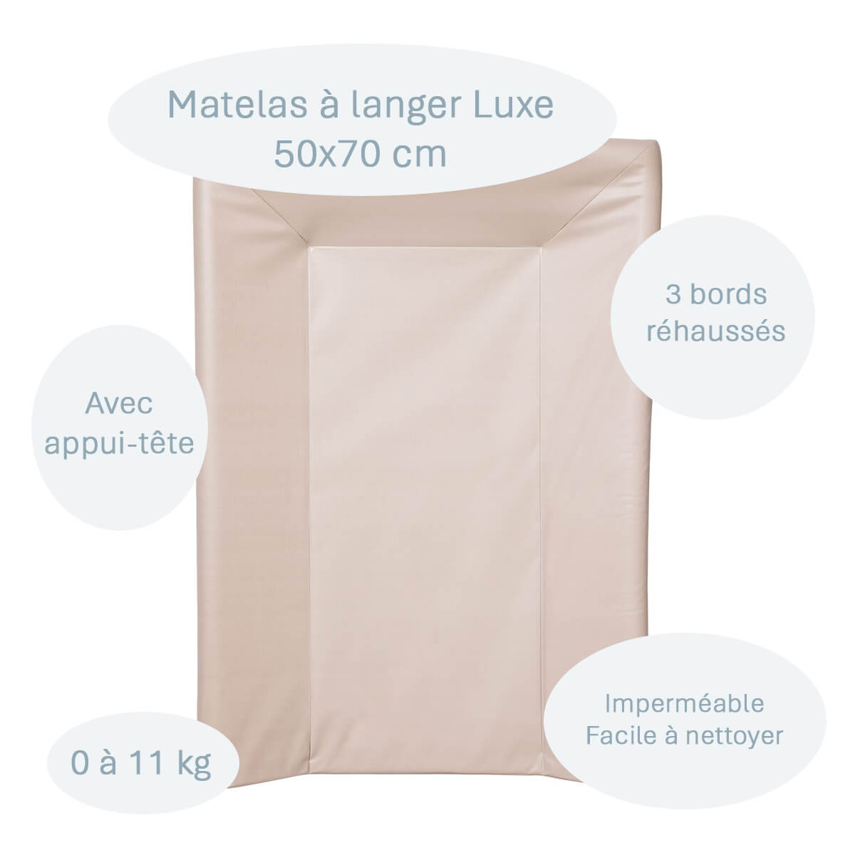 Matelas à langer bébé Luxe Amande - Matelas à langer pour bébé 50x70 cm