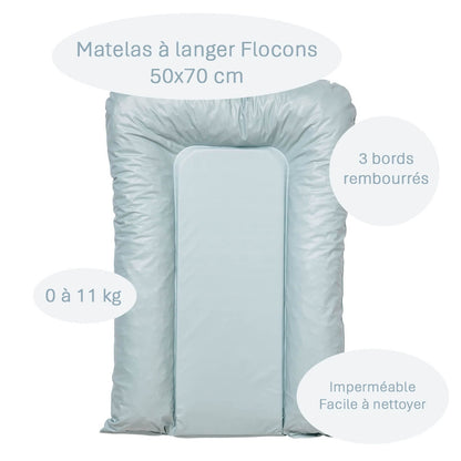 Matelas à langer bébé Flocons Lagon - Matelas à langer pour bébé 50x70 cm
