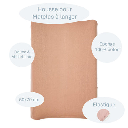 Housse pour matelas à langer 50x70 cm en éponge Noix de Pécan