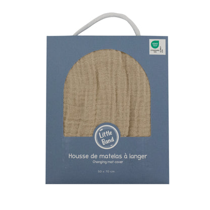 Housse pour matelas à langer Taupe en Gaze de coton - Housse matelas à langer 50x70 cm