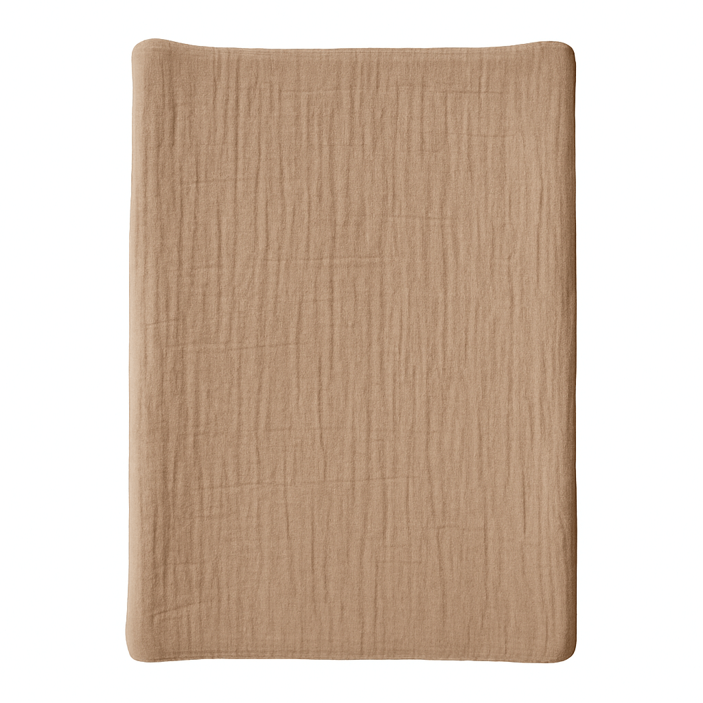 Housse pour matelas à langer Taupe en Gaze de coton - Housse matelas à langer 50x70 cm