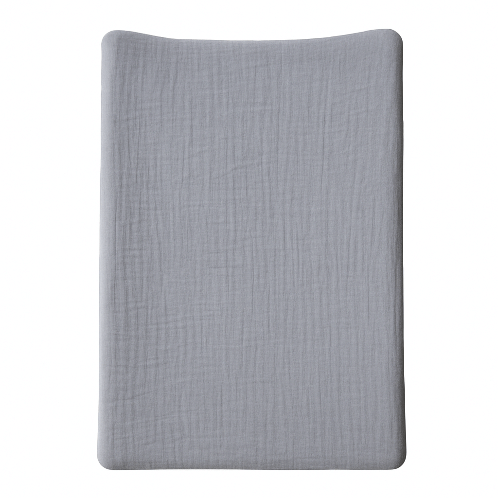 Housse pour matelas à langer Gris Perle en Gaze de coton - Housse matelas à langer 50x70 cm