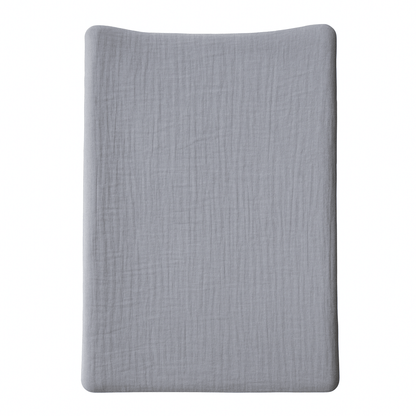 Housse pour matelas à langer Gris Perle en Gaze de coton - Housse matelas à langer 50x70 cm