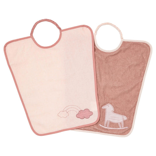 Lot de 2 bavoirs Maternelle Je m'Appelle - Arc en ciel + Cheval à bascule - Babycalin