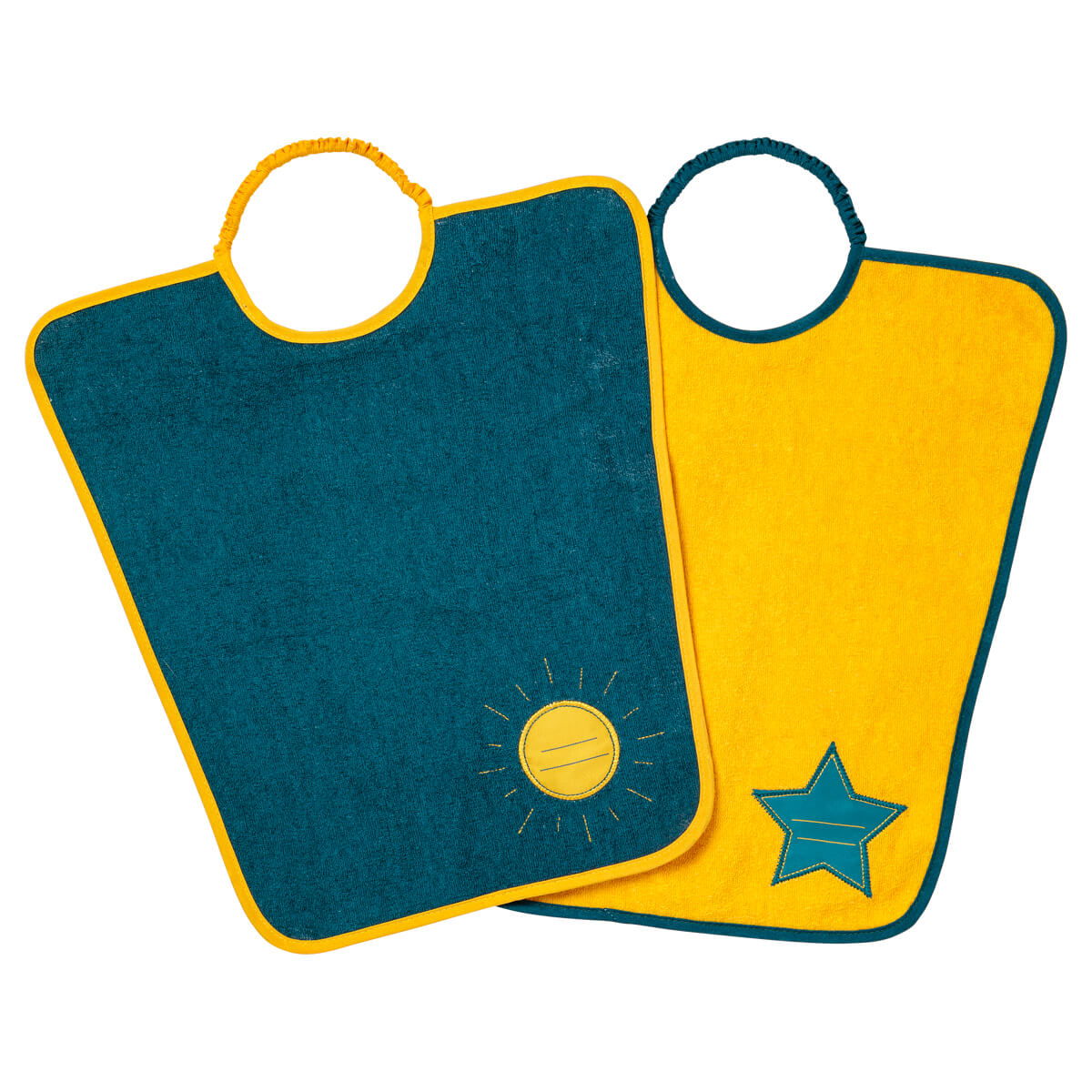 Lot de 2 bavoirs Maternelle Je m'Appelle - Soleil + Etoile - Babycalin