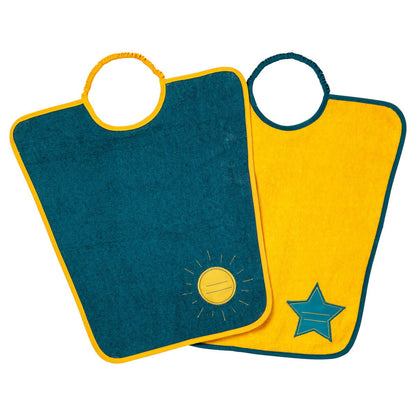 Lot de 2 bavoirs Maternelle Je m'Appelle - Soleil + Etoile - Babycalin