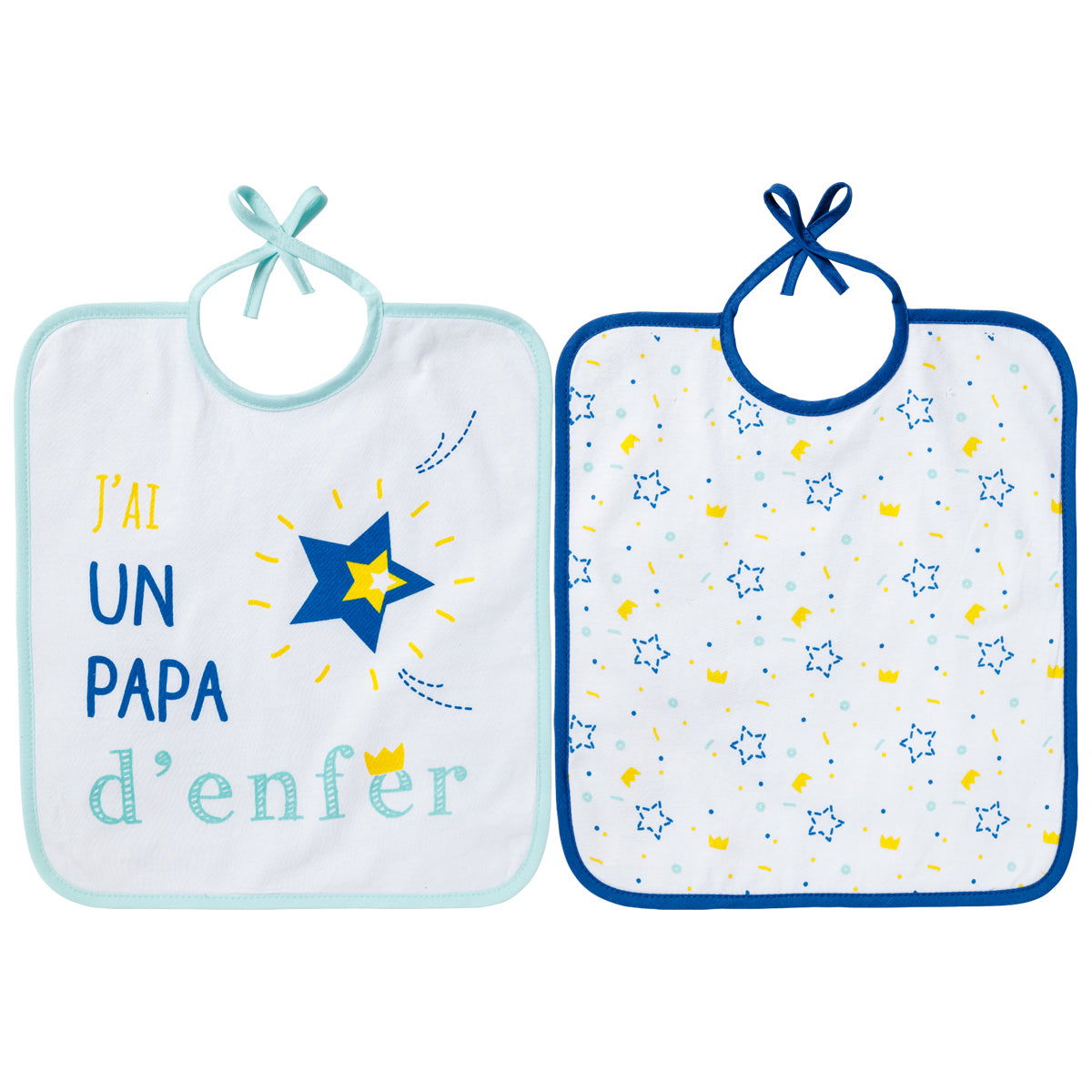 Lot de 2 bavoirs Papa d'enfer - 6 mois - Babycalin