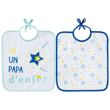 Lot de 2 bavoirs Papa d'enfer - 6 mois - Babycalin
