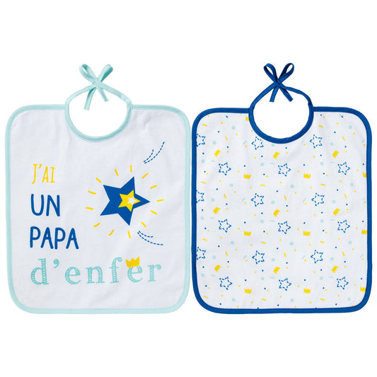 Lot de 2 bavoirs Papa d'enfer - 6 mois - Babycalin