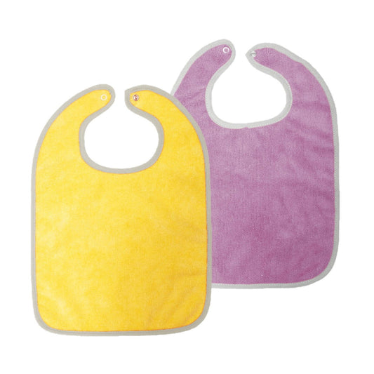 Lot de 2 bavoirs microfibre 6 mois - Jaune/Prune - Babycalin