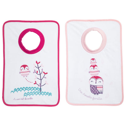 Lot de 2 bavoirs passe-tête Famille Chouette - 6 mois - Babycalin