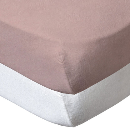 Lot de 2 draps-housse en coton 60x120 cm - Blanc/Rose - BB Malin