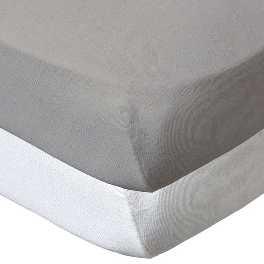 Lot de 2 draps-housses en coton 60x120 cm - Blanc + Taupe - Babycalin
